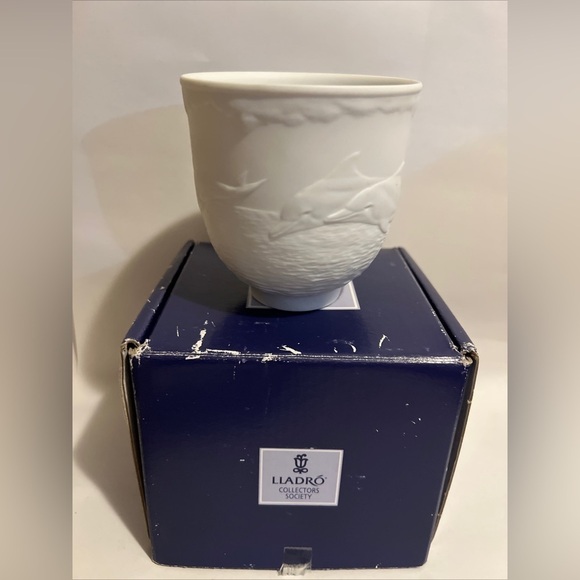 LLADRO 17658 DOLPHINS AT PLAY 1998 MEMBER VOTIVE CUP CANDLE HOLDER 3.5" New - Picture 4 of 7
